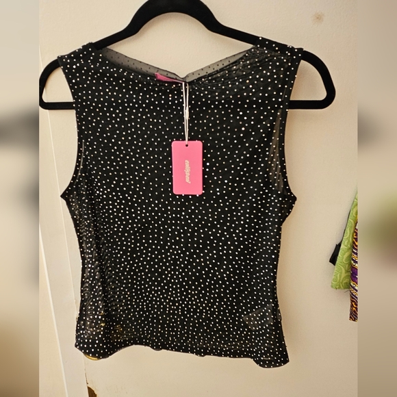 Edited Rhinestone Sheer Mesh Top - Picture 2 of 10